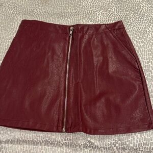 Burgundy Mini Skirt with Zipper